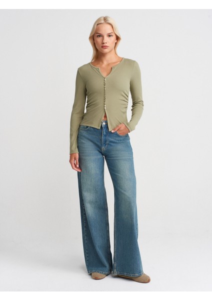 31548 Düğme Detaylı Büzgülü Top-Çağla fırsatları