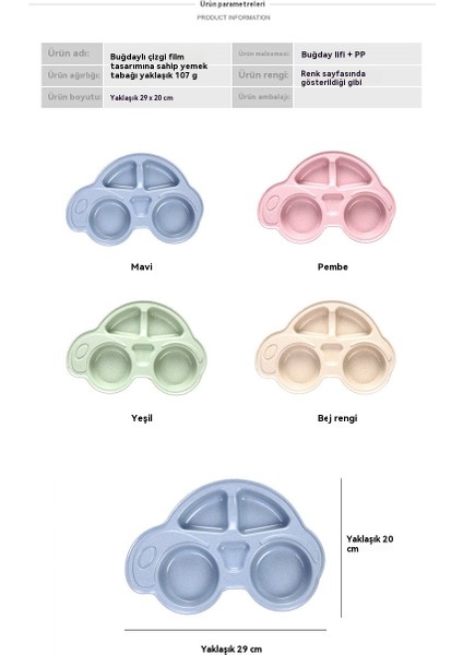Çocuk Karikatür Araba Sofra Takımı Bölmeli Yemek Tabağı (Yurt Dışından) indirimleri