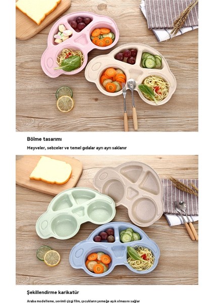Çocuk Karikatür Araba Sofra Takımı Bölmeli Yemek Tabağı (Yurt Dışından) modelleri