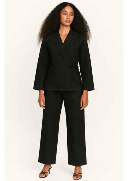 Denim Önden Bağlamalı Takım