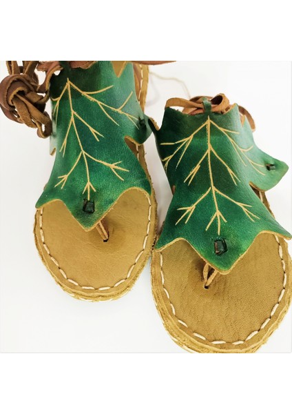 Dikişli Bağcıklı Yeşil Sandalet indirimleri