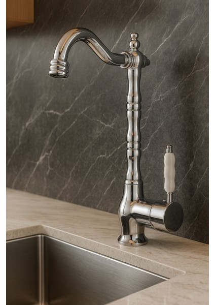 RUSTİK MUTFAK EVİYE BATARYASI KROM modelleri