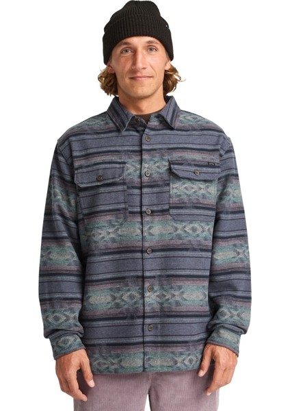 Offshore Jacquard Flannel Erkek Mavi Gömlek