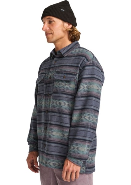 Offshore Jacquard Flannel Erkek Mavi Gömlek modelleri