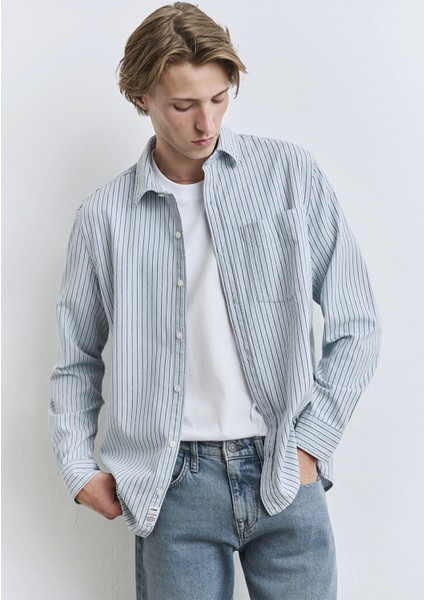 Çizgili Mavi Gömlek 0211696-90915