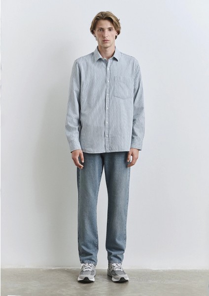 Çizgili Mavi Gömlek 0211696-90915 modelleri