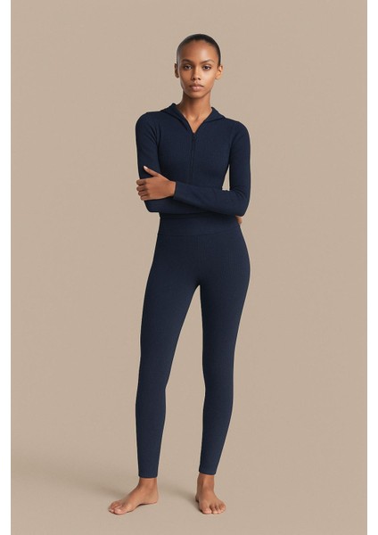 Yüksek Bel Fitilli Düz Tayt