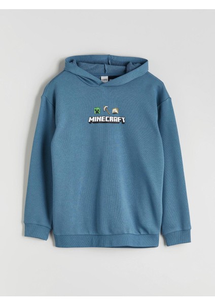Kapüşonlu Minecraft Baskılı Erkek Çocuk Sweatshirt (W5)