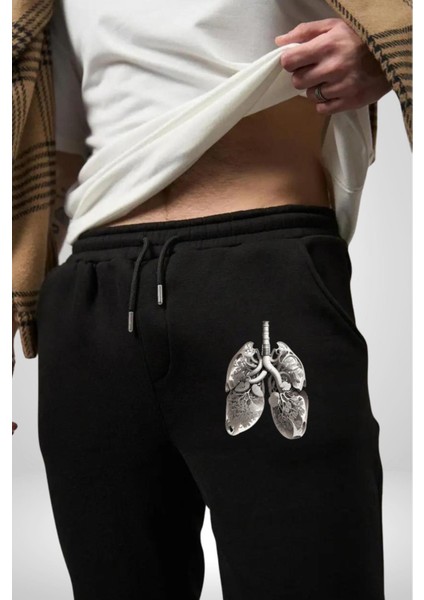 Porselen Akciğer Çiçekler Açmış Pamuklu 3 Iplik Siyah Eşofman Altı Erkek Oversize Kesim Dijital Baskılı fiyatları