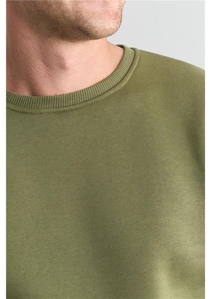 Çetinkaya Mentality 3036 3 Ip Bisiklet Yaka Haki Sweatshirt