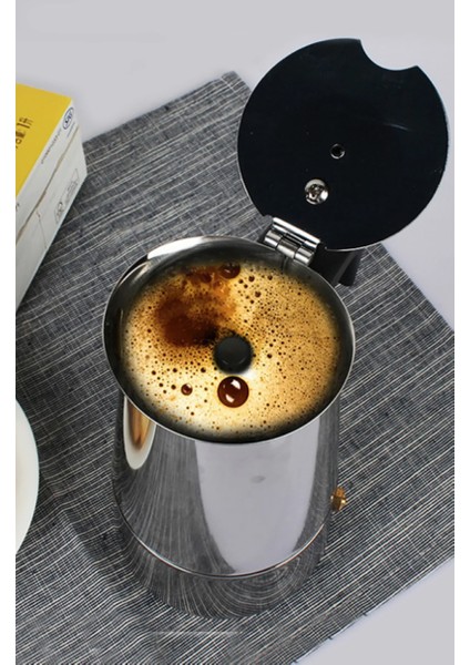 Moka Pot Espresso 9 Cup 450 ml Paslanmaz Çelik Ocak Üstü (9 Fincan)
