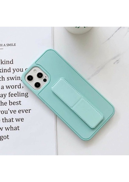 Apple IPhone 12 Pro Uyumlu Mat Koyu Yeşil Yumuşak Silikon Standlı Tutacaklı (Tutamaçlı) Telefon Kılıfı modelleri