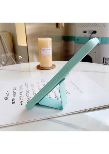 Apple IPhone 12 Pro Uyumlu Mat Koyu Yeşil Yumuşak Silikon Standlı Tutacaklı (Tutamaçlı) Telefon Kılıfı fırsatları