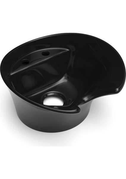 Seramik Kuaför Lavabosu 57 cm Parlak Siyah Bayan Oval Yıkama Başlığı