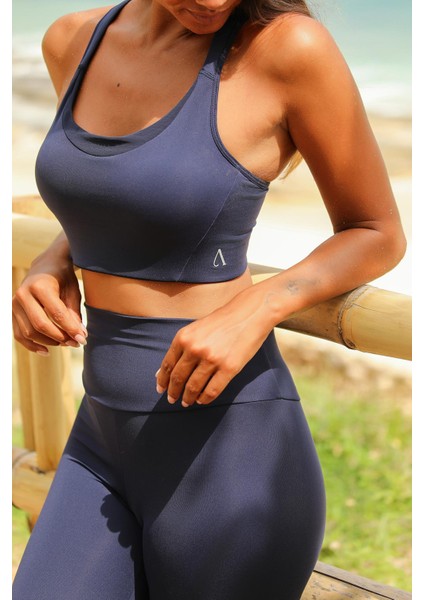Sportive Lacivert Light Touch Toparlayıcı Etkili Sporcu Sütyeni