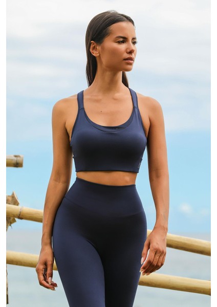 Sportive Lacivert Light Touch Toparlayıcı Etkili Sporcu Sütyeni
