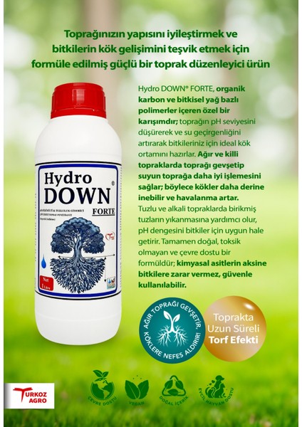 Hydro Down 100 ml Hobi kullanımı içindir (küçük boy) Toprağınızda Torf Efekti, Göllenmeye Son,çimleriniz Artık Çok Rahat fiyatları