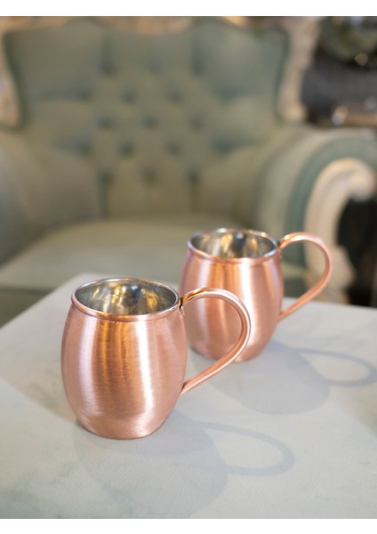 Bakır Kupa Tombul Model Mat Bakır Renk (2'li)