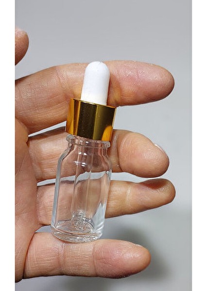 10 cc Cam Damlalıklı Amber Şişe [10 CC=10ML x 10 Adet] / Ecza Şişesi / Dropper Şişe Gold Renk
