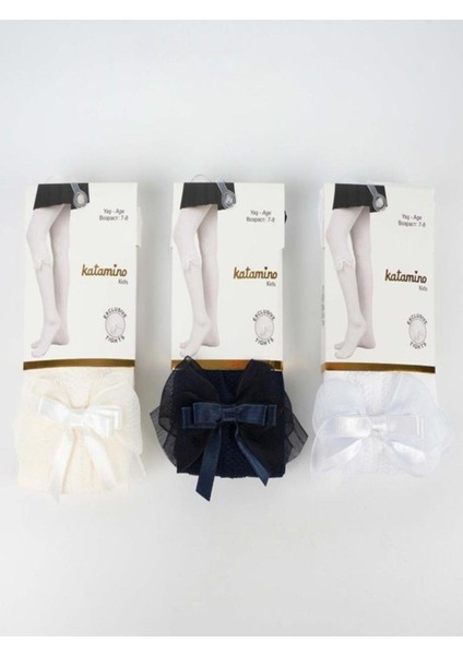 1 Adet Kız Çocuk Yazlık Pembe Dantel Kurdele Fiyonk Aksesuarlı Çocuk Külotlu Çorap