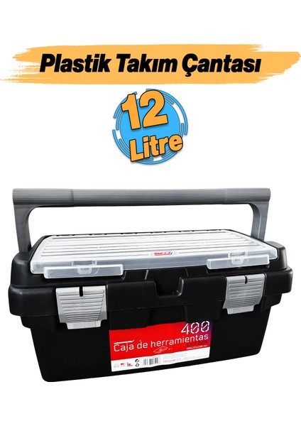 Plastik Açma Kapatmalı 12'' 12 Litre Organizer Bölmeli Taşınabilir Kulplu Takım Çantası Alet Çanta
