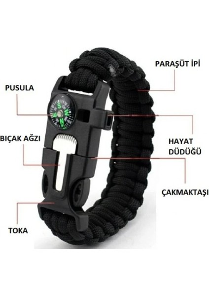 2 Adet Çok Amaçlı Hayatta Kalma Bilekliği