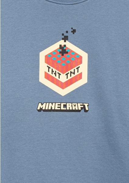 6S10130-85518 Minecraft Baskılı Mavi Sweatshirt fırsatları