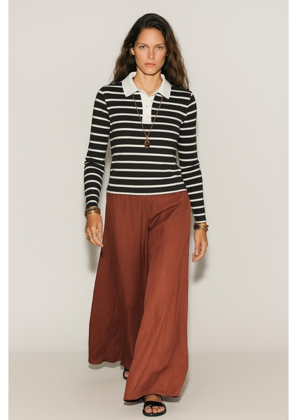 Polo Yaka Çizgili Ribana Bluz fiyatları