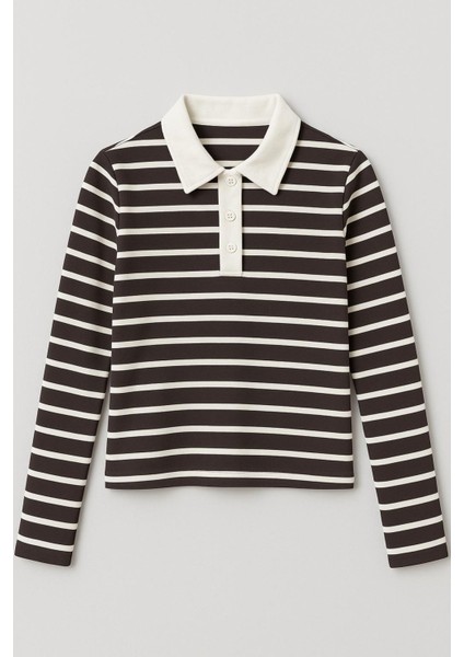 Polo Yaka Çizgili Ribana Bluz fırsatları