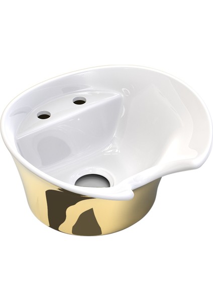 Seramik Kuaför Lavabosu 57 cm Dış Altın Iç Beyaz Bayan Oval Yıkama Başlığı