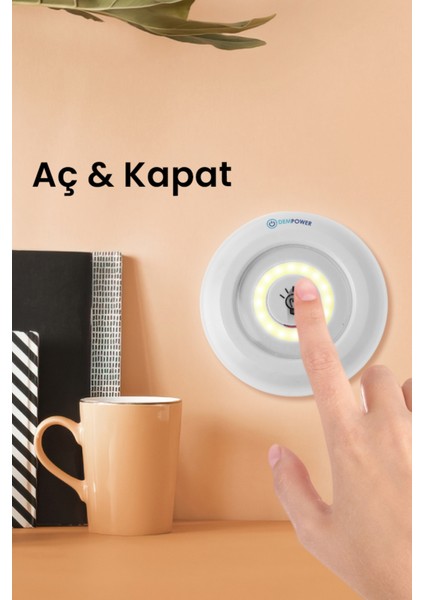 uzaktan kumandalı, yapışkan montajlı LED spot lamba – kolay kurulum ve pratik kullanım için ideal