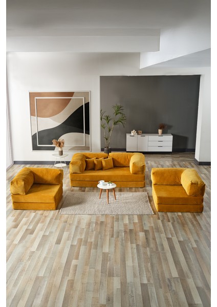 Legom Avanos Aktivite Koltuğu Yatak Olabilen Çok Amaçlı Kanepe Koltuk Takımı Hardal