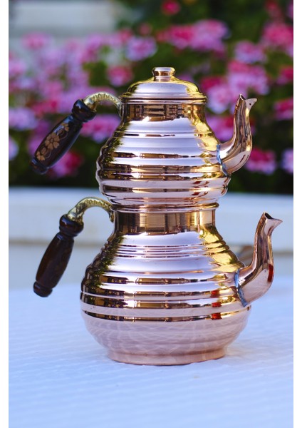 Bakır Çaydanlık Dilimli Model Bakır Renk