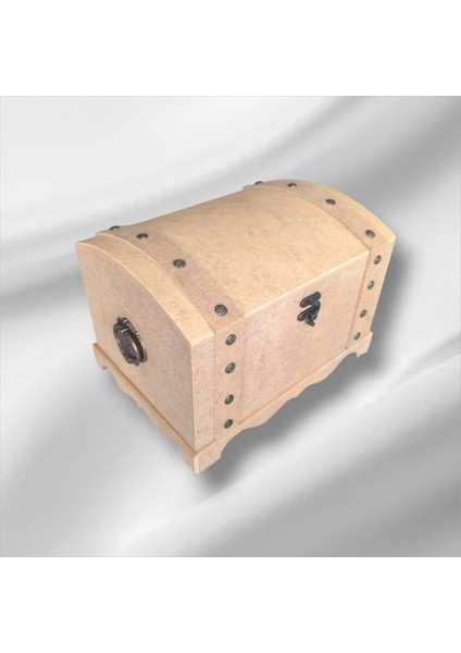 Ahşap Boyanabilir Takı-Makyaj-Aksesuar- Dekoratif Klipsli Orta Boy Çok Amaçlı Sandık Kutu fiyatları