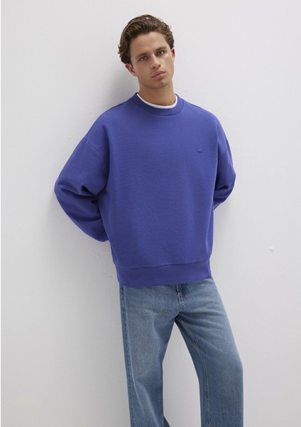0S10415-70695 Bisiklet Yaka Mavi Sweatshirt