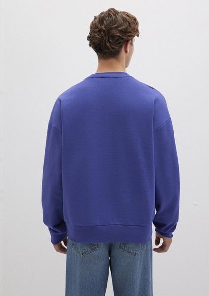 0S10415-70695 Bisiklet Yaka Mavi Sweatshirt