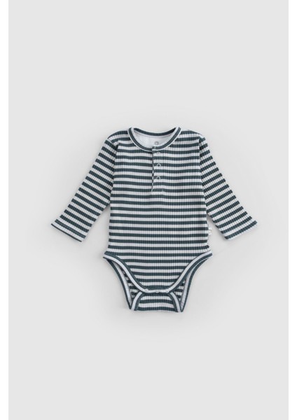 Ayarlanabilir Çıtçıtlı Modal Bebek Body Uzun Kollu Yeşil Zıbın