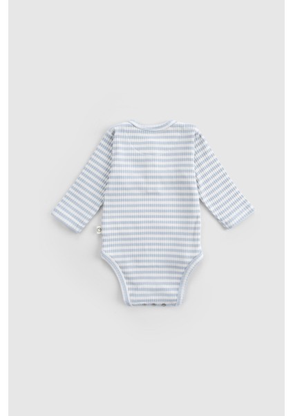 Ayarlanabilir Çıtçıtlı Modal Bebek Body Uzun Kollu Mavi Zıbın modelleri