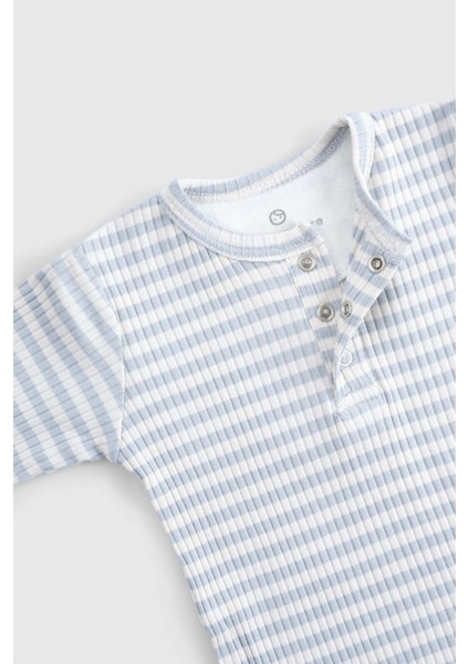 Ayarlanabilir Çıtçıtlı Modal Bebek Body Uzun Kollu Mavi Zıbın indirimleri