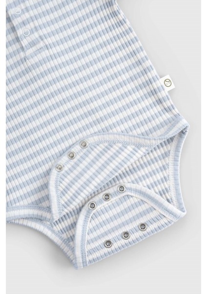 Ayarlanabilir Çıtçıtlı Modal Bebek Body Uzun Kollu Mavi Zıbın