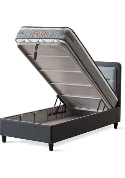 Gisele Tek Kişilik Sandıklı Baza + Full Ortopedik Antibakteriyel Pedli Yatak + Başlık 3 lü Set indirimleri