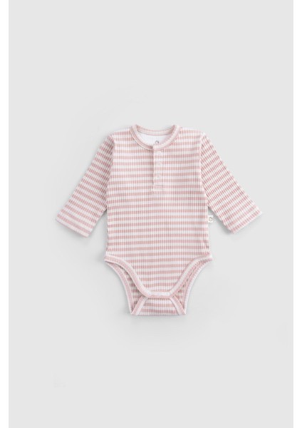 Ayarlanabilir Çıtçıtlı Modal Bebek Body Uzun Kollu Pembe Zıbın