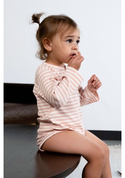 Ayarlanabilir Çıtçıtlı Modal Bebek Body Uzun Kollu Pembe Zıbın fiyatları
