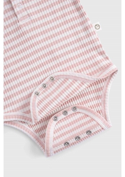 Ayarlanabilir Çıtçıtlı Modal Bebek Body Uzun Kollu Pembe Zıbın