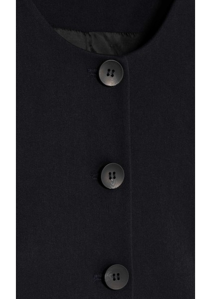 Kadın Lacivert Balon Kol Crop Blazer indirimleri