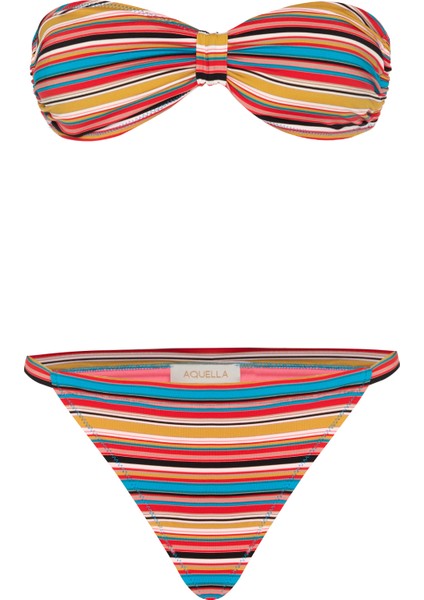 Renkli Stripe Starplez Bikini
