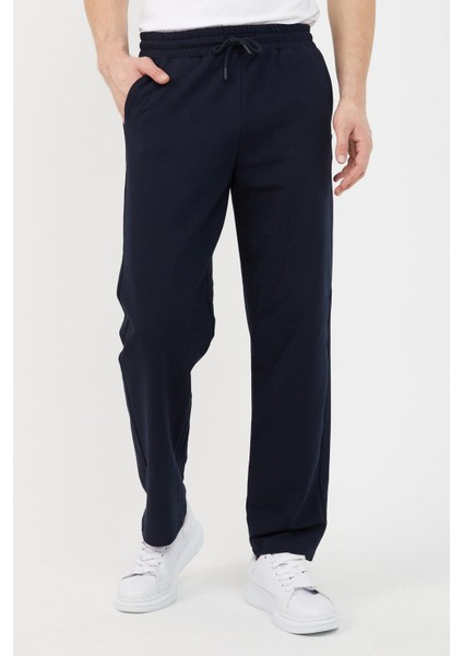 Lacivert Relaxed Fit Bisiklet Yaka Sweatshirt Düz Paça Erkek Eşofman Takımı fiyatları