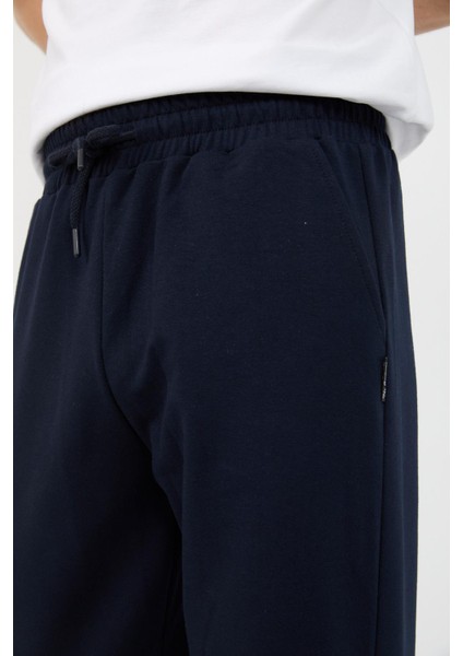 Lacivert Relaxed Fit Bisiklet Yaka Sweatshirt Düz Paça Erkek Eşofman Takımı fırsatları
