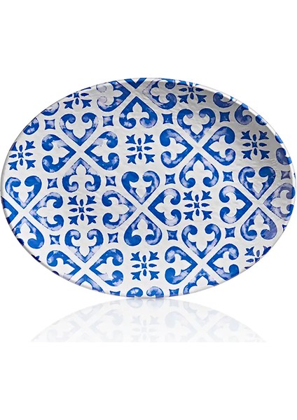 11849.CW.SAN - Tilda Santorini Oval Tabak 49X36,5 Cm, Thermoset Melamin