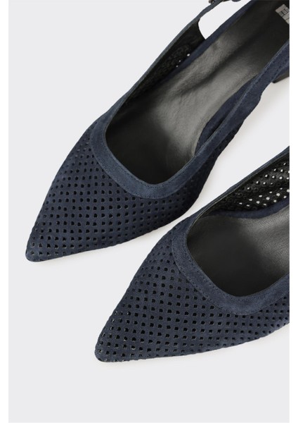 Lacivert Deri Kadın Topuklu Ayakkabı fırsatları